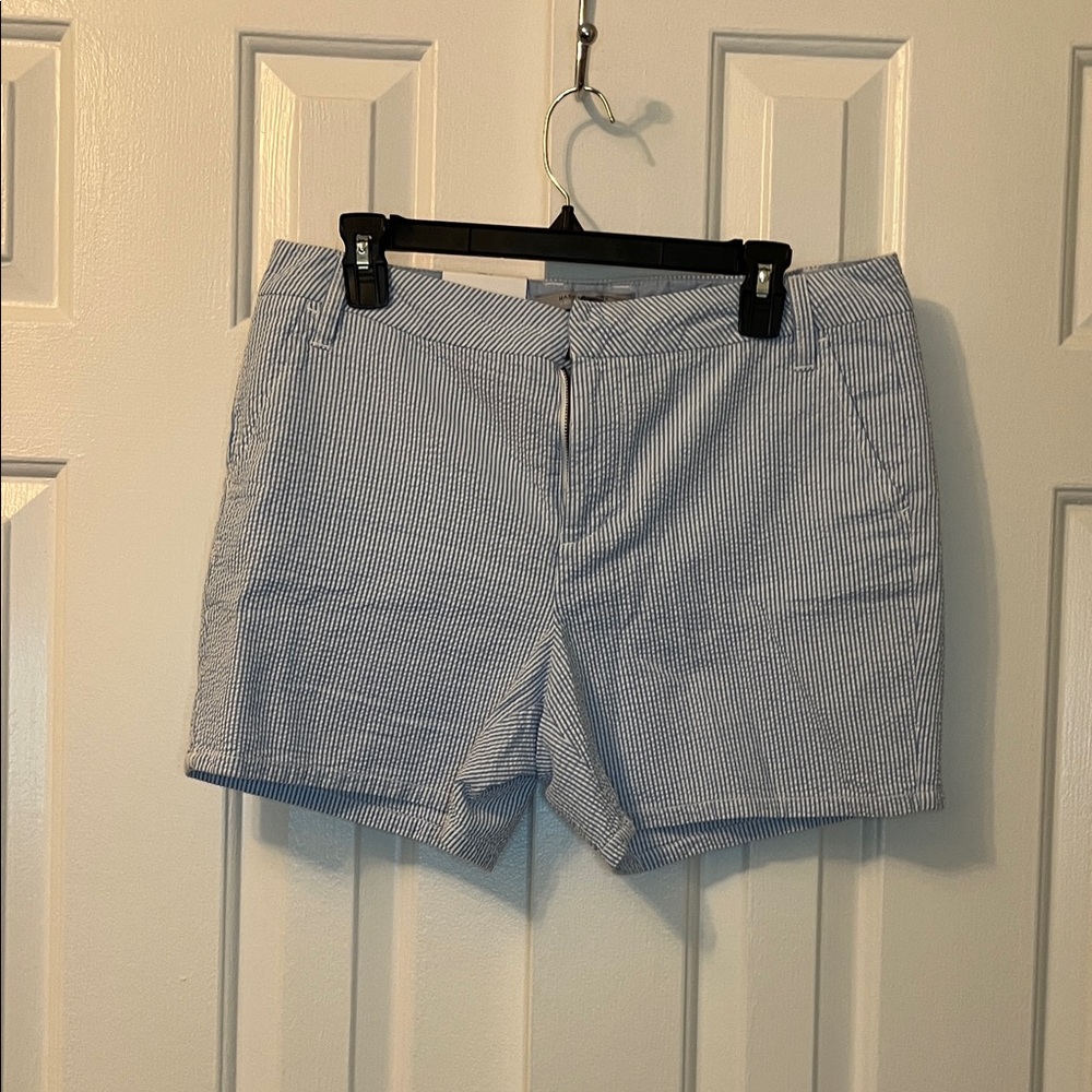 NWT Marc New York 5” Chino Shorts Blue White Stripe Size 8 100% Cotton